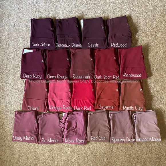 Lululemon Align Red/Oranges/Pinks Comparisons - Picture 1 of 6